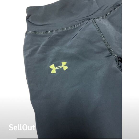 Under Armour kid’s Capri Leggings M Black Neon Green Activewear - Picture 2 of 4